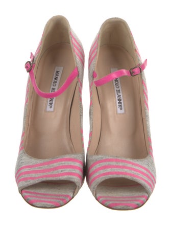 Manolo Blahnik Canvas Striped Pumps
