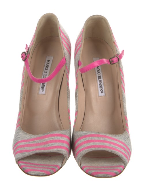 Manolo Blahnik Canvas Striped Pumps