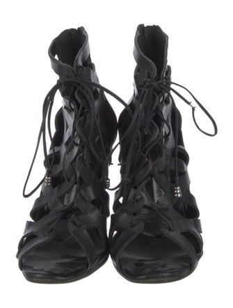 Manolo Blahnik Leather Cutout Accent Gladiator Sandals