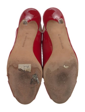 Manolo Blahnik Patent Leather Lasercut Accents Slingback Sandals