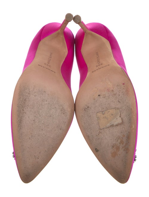Manolo Blahnik Satin Crystal Embellishments Pumps