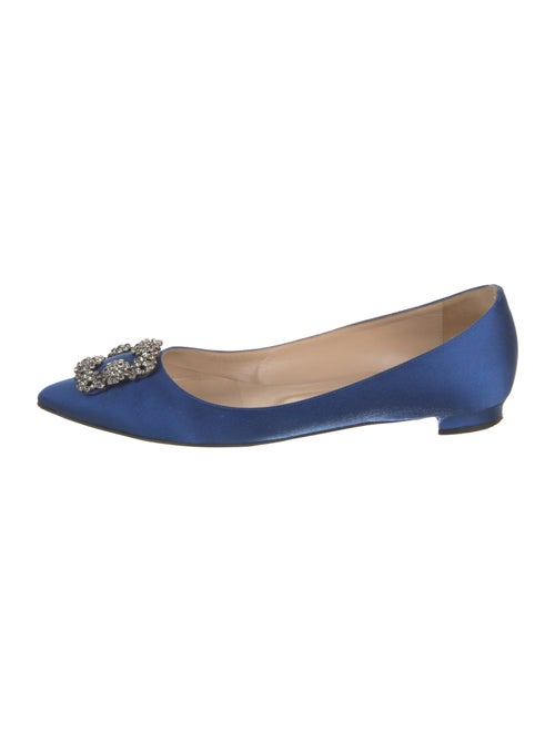 Manolo Blahnik Satin Crystal Embellishments Flats