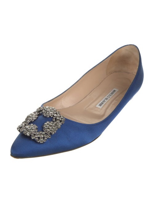 Manolo Blahnik Satin Crystal Embellishments Flats