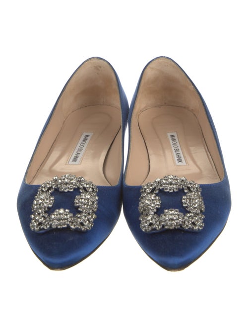 Manolo Blahnik Satin Crystal Embellishments Flats