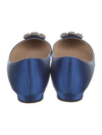 Manolo Blahnik Satin Crystal Embellishments Flats