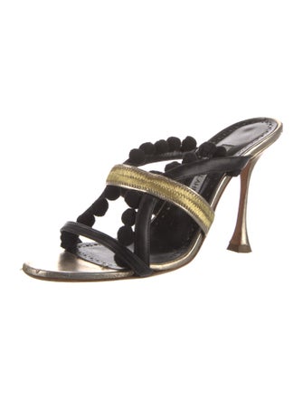 Manolo Blahnik Leather Slides