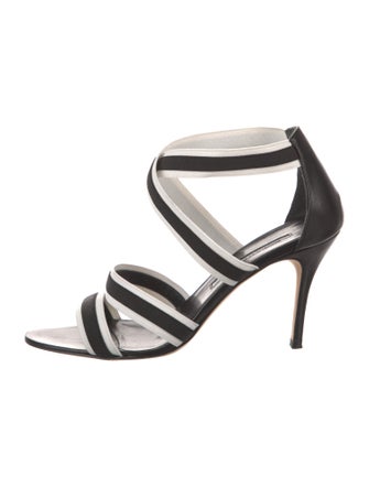 Manolo Blahnik Leather Striped Sandals