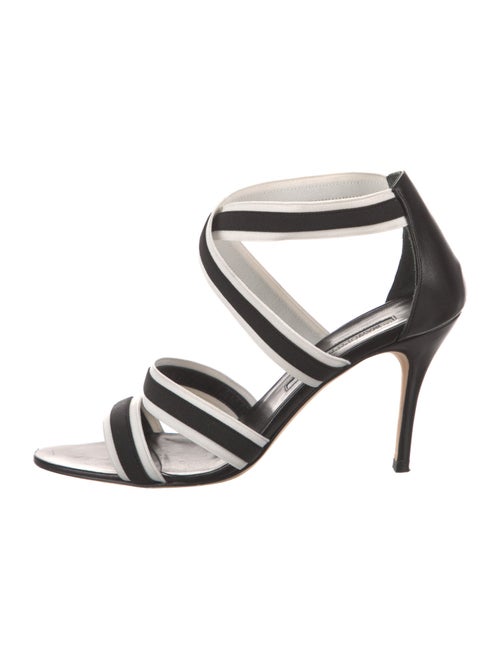 Manolo Blahnik Leather Striped Sandals
