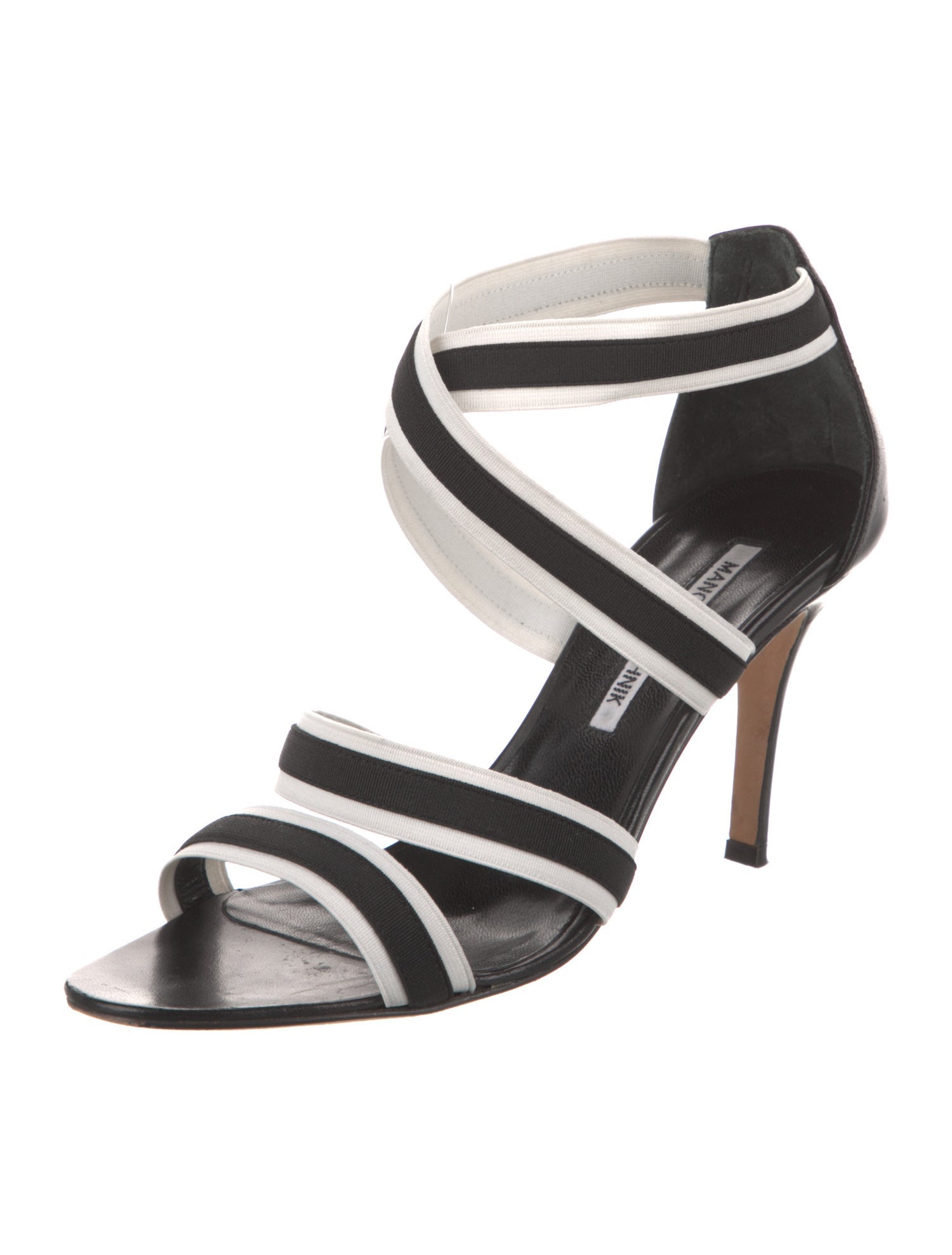 Manolo Blahnik Leather Striped Sandals