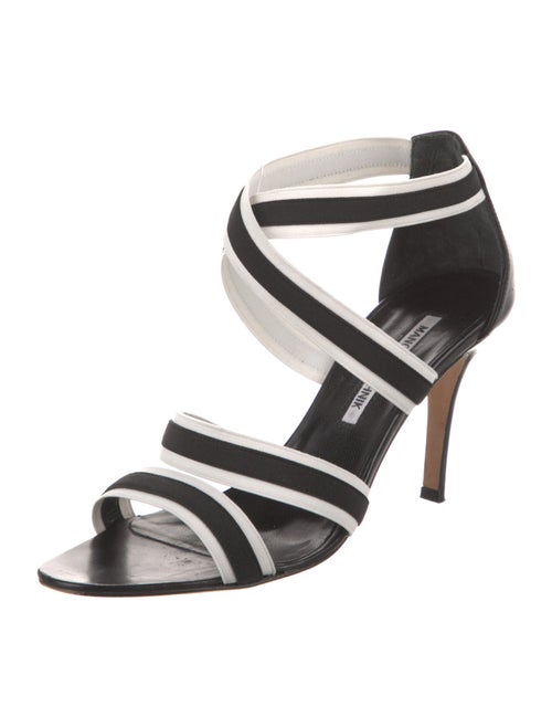 Manolo Blahnik Leather Striped Sandals