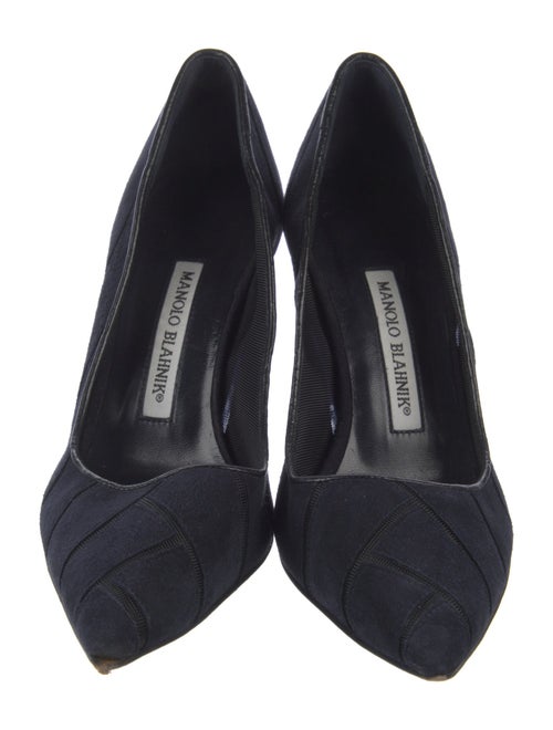 Manolo Blahnik Suede Mesh Accents Pumps