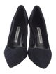 Manolo Blahnik Suede Mesh Accents Pumps