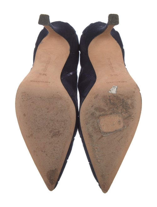 Manolo Blahnik Suede Mesh Accents Pumps
