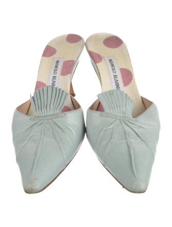 Manolo Blahnik Leather Fringe Trim Accent Mules