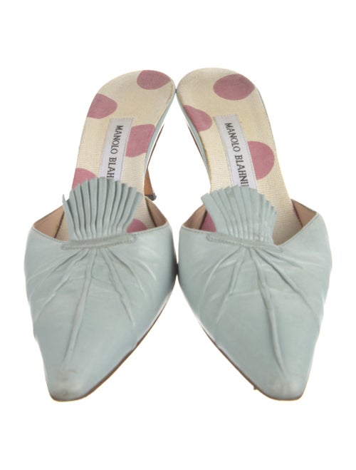 Manolo Blahnik Leather Fringe Trim Accent Mules