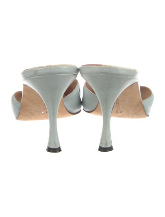 Manolo Blahnik Leather Fringe Trim Accent Mules