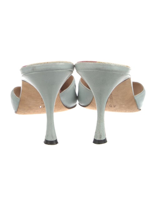 Manolo Blahnik Leather Fringe Trim Accent Mules