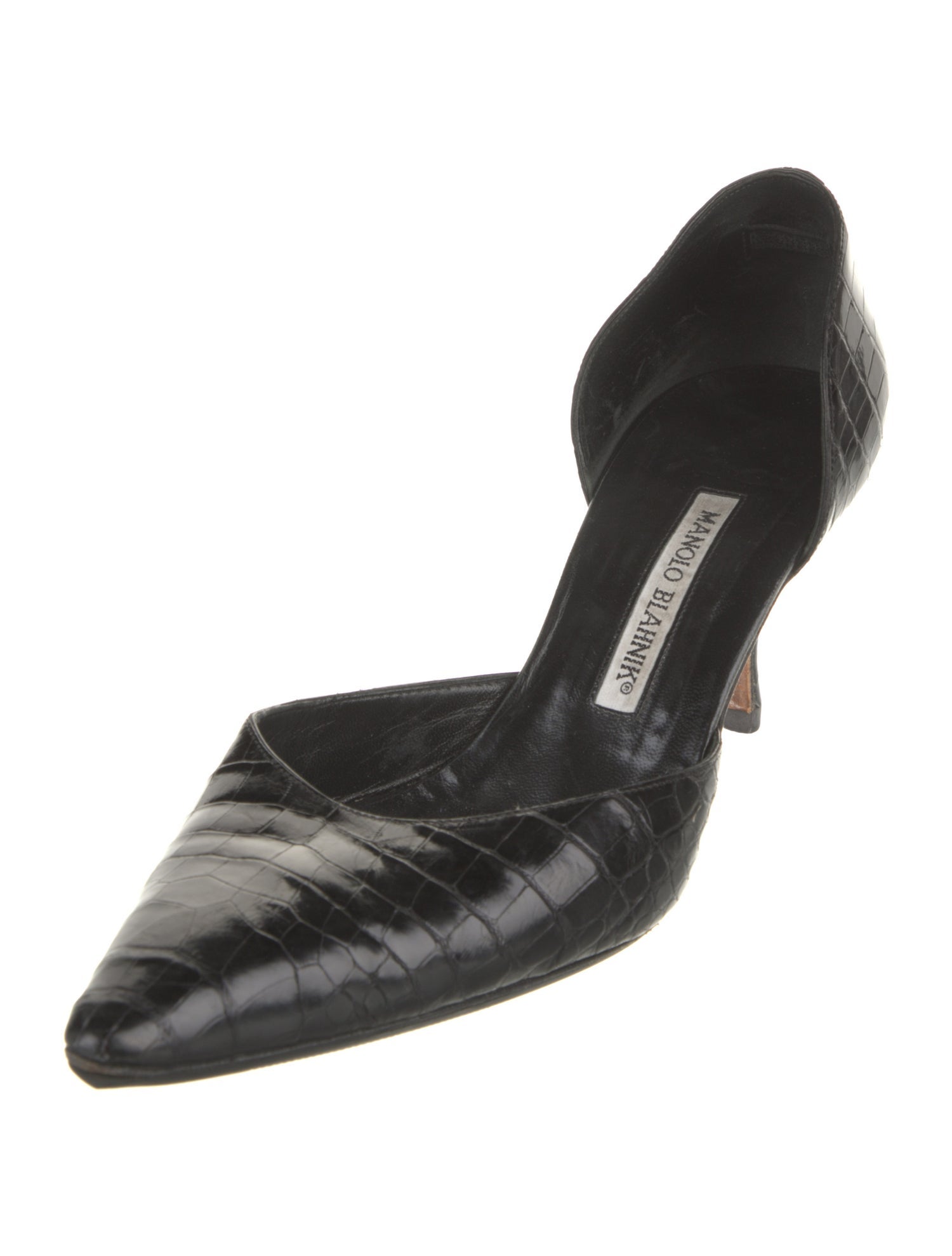 Manolo Blahnik Embossed Leather D'Orsay Pumps