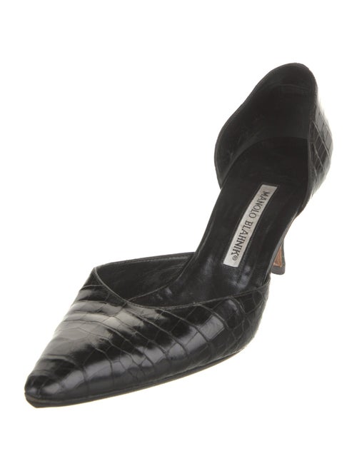 Manolo Blahnik Embossed Leather D'Orsay Pumps