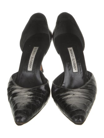 Manolo Blahnik Embossed Leather D'Orsay Pumps