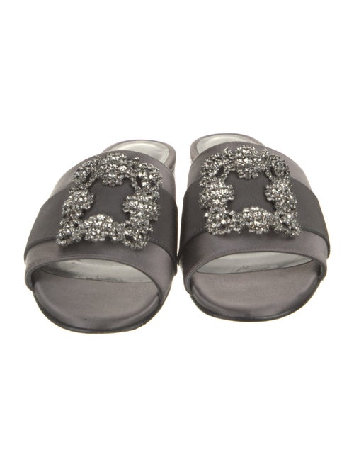Manolo Blahnik Satin Crystal Embellishments Slides