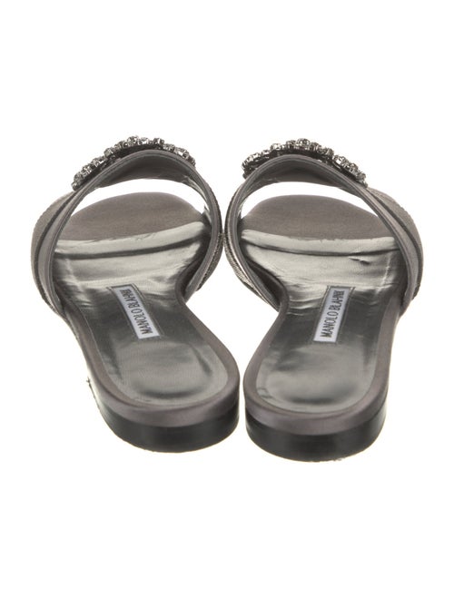 Manolo Blahnik Satin Crystal Embellishments Slides