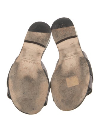 Manolo Blahnik Satin Crystal Embellishments Slides