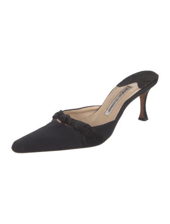 Manolo Blahnik Suede Bow Accents Mules
