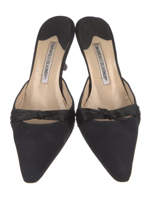 Manolo Blahnik Suede Bow Accents Mules
