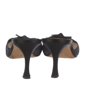 Manolo Blahnik Suede Bow Accents Mules