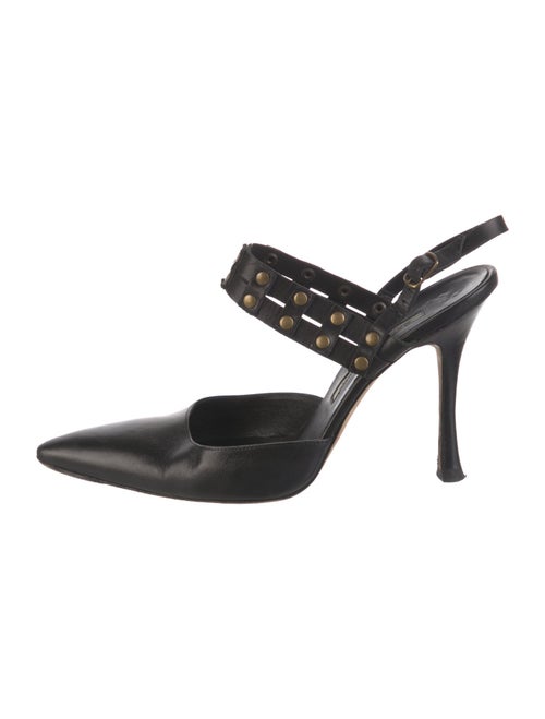 Manolo Blahnik Leather Studded Accents Mules