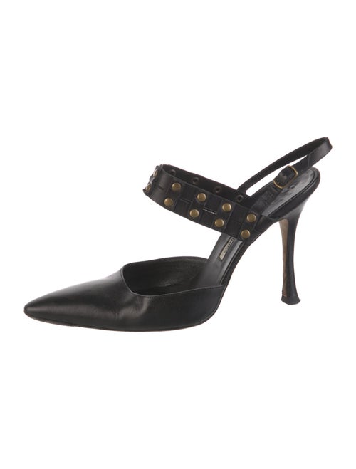 Manolo Blahnik Leather Studded Accents Mules