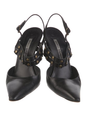 Manolo Blahnik Leather Studded Accents Mules