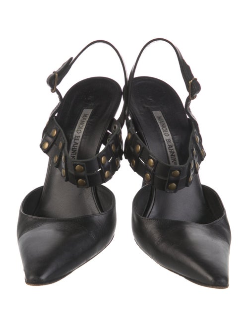 Manolo Blahnik Leather Studded Accents Mules