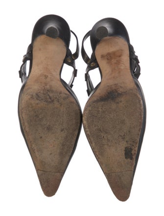 Manolo Blahnik Leather Studded Accents Mules