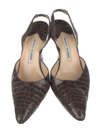 Manolo Blahnik Crocodile Animal Print Slingback Pumps