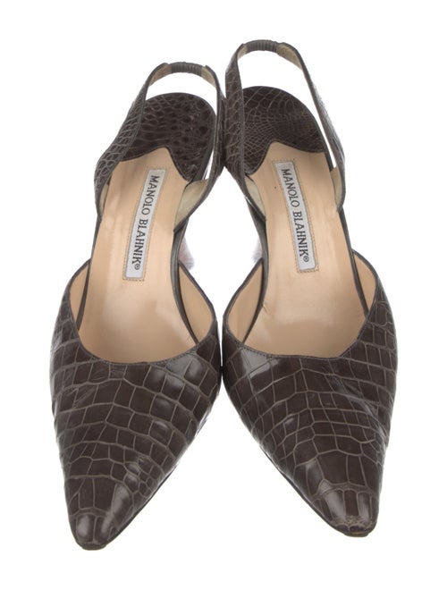 Manolo Blahnik Crocodile Animal Print Slingback Pumps