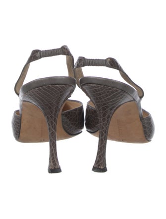 Manolo Blahnik Crocodile Animal Print Slingback Pumps