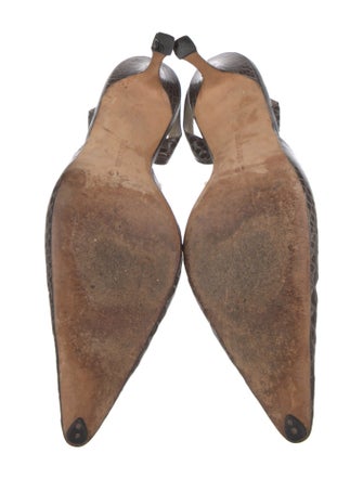 Manolo Blahnik Crocodile Animal Print Slingback Pumps