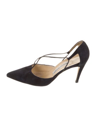 Manolo Blahnik Canvas T-Strap Pumps