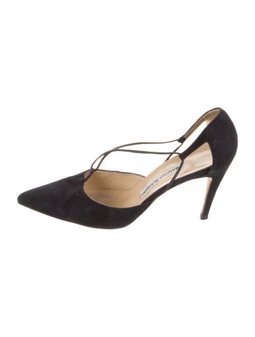 Manolo Blahnik Canvas T-Strap Pumps
