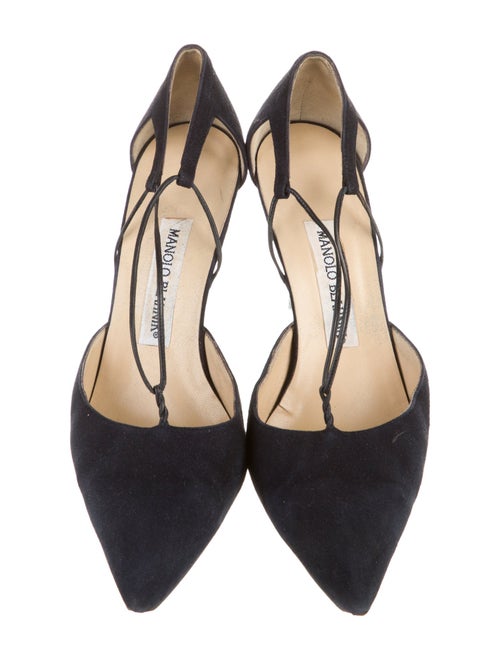 Manolo Blahnik Canvas T-Strap Pumps