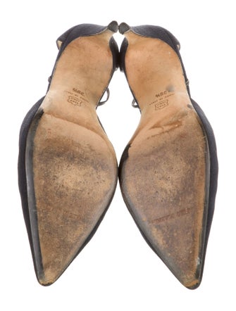 Manolo Blahnik Canvas T-Strap Pumps