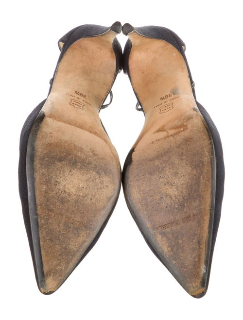 Manolo Blahnik Canvas T-Strap Pumps