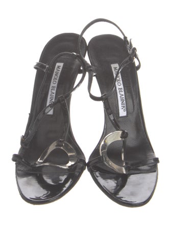 Manolo Blahnik Patent Leather T-Strap Sandals