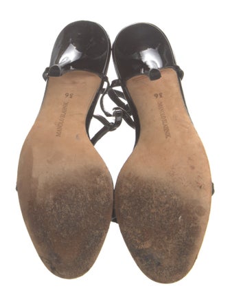 Manolo Blahnik Patent Leather T-Strap Sandals