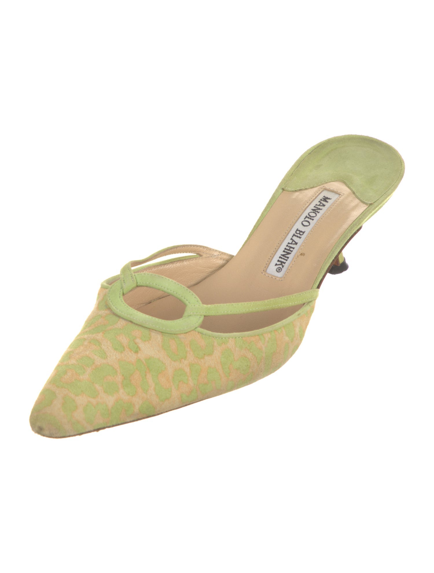 Manolo Blahnik Suede Printed Mules