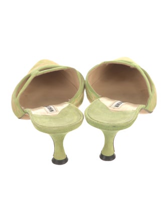 Manolo Blahnik Suede Printed Mules