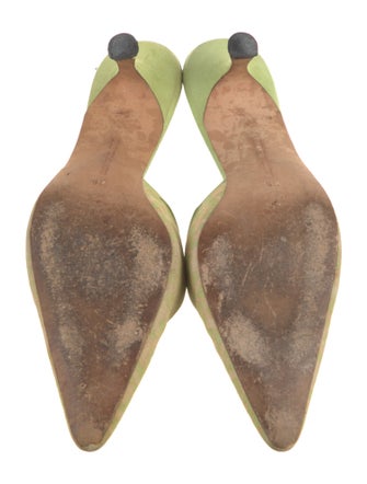 Manolo Blahnik Suede Printed Mules