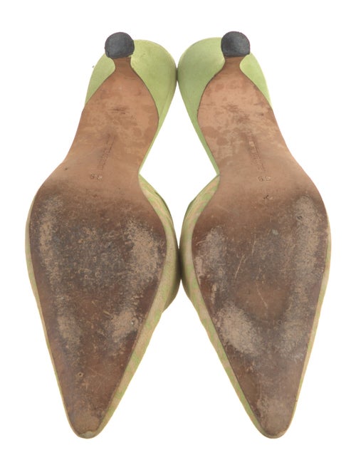 Manolo Blahnik Suede Printed Mules